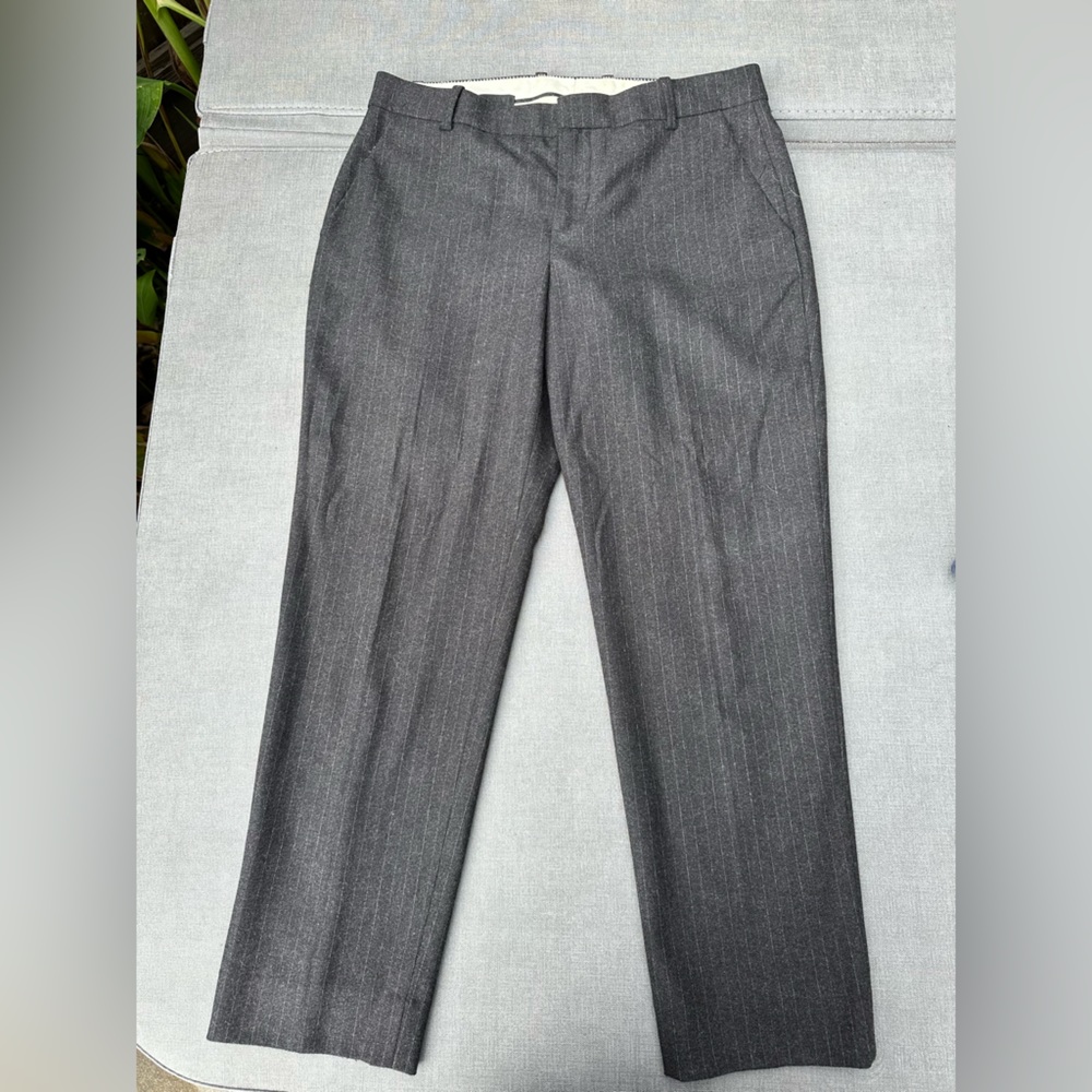 Dark grey pinstripe wool pants by J. Crew, size 4
